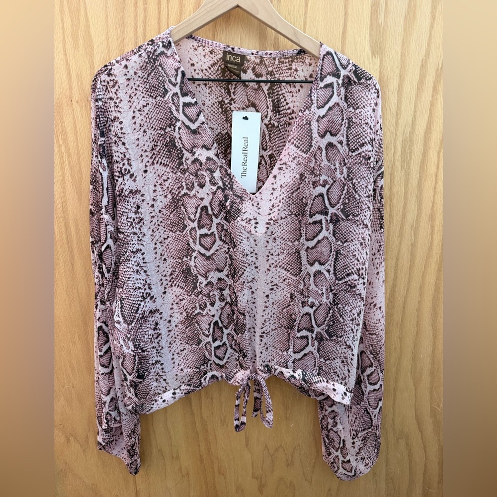 INCA Snake Print Blouse Pink and Black
